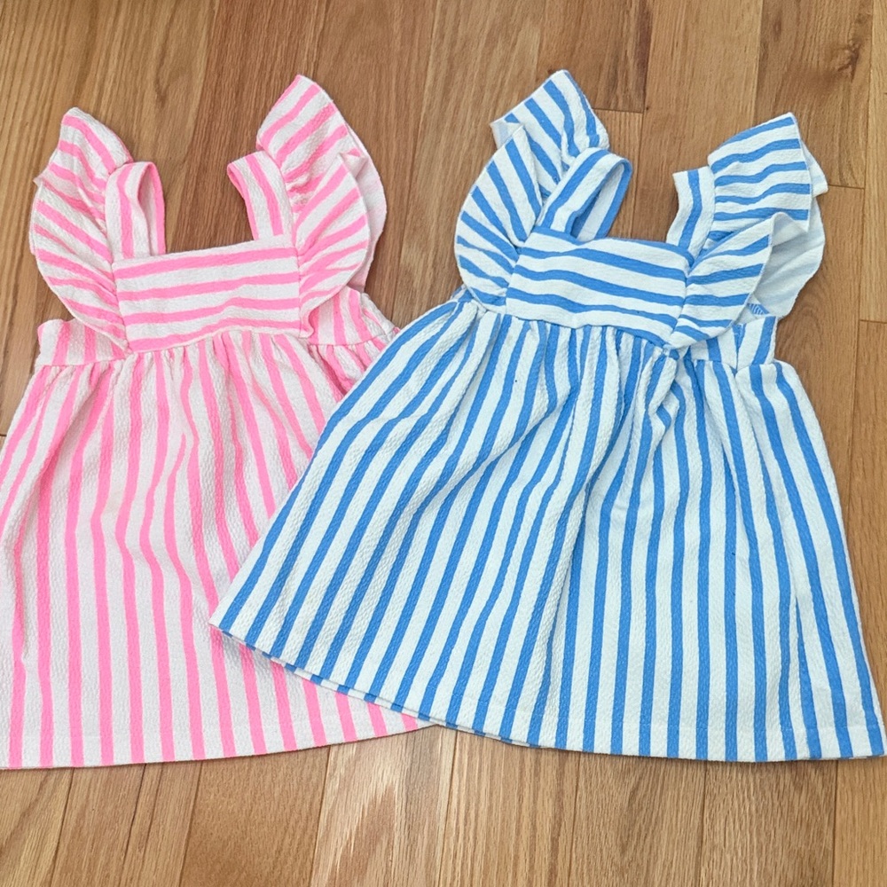 Pink and Blue Striped Dresses